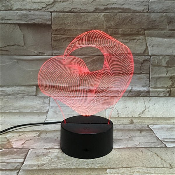 Ox Horn Shape Color Changing 3D Visual LED Touching Night Light