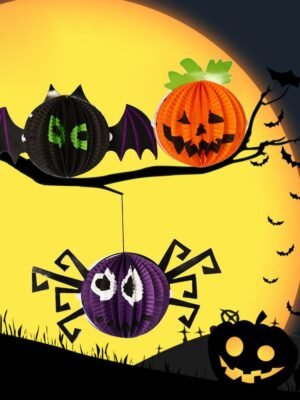 3PCS BRELONG DIY Paper Lantern Halloween Festival Decoration