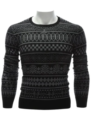 Ethnic Style Geometric Graphic Crew Neck Sweater
