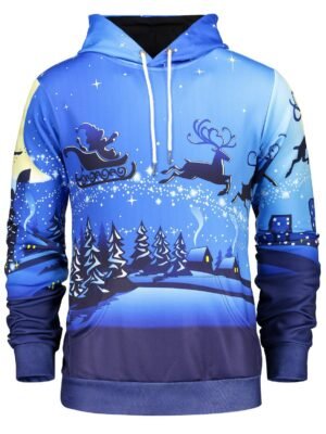 Pocket Front Long Sleeve Christmas Hoodie