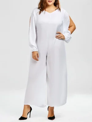 Stylish V-Neck Long Sleeve Plus Size Cut Out Women's Jumpsuit
