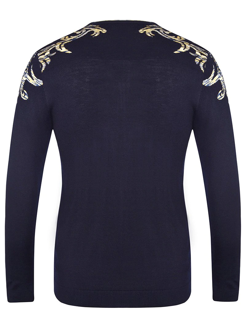 V Neck Button Embellished Patterned Kintwear