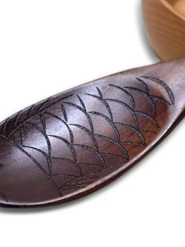 1PC Creative Fish Shape Manual Sculpture Spoon Wooden Scoop Uten