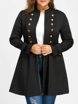 Plus Size Double Breasted Flare Coat