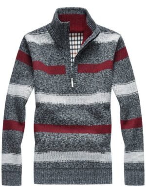 Half Zipper Stripe Fleece Sweater