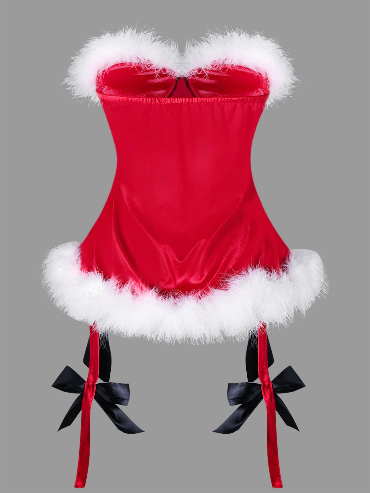 Christmas Plus Size Faux Fur Trim Corset