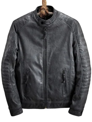 Zipper Pocket Raglan Sleeve Faux Leather Jacket