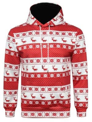 Elk Snowflake 3D Print Christmas Hoodie