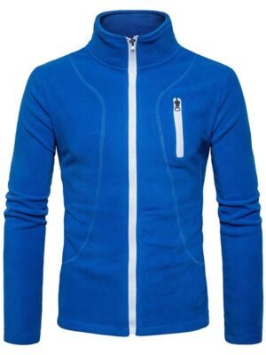 Zipper Up Plain Fleece Jacket