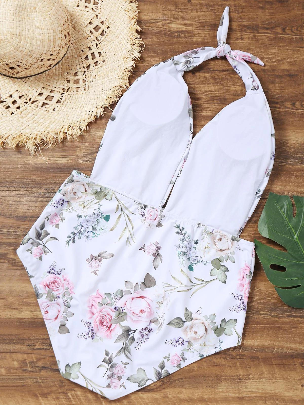 Halter Floral Plus Size One-piece Bathing Suit