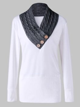 Cable Knit Insert Plus Size Tunic Sweatshirt