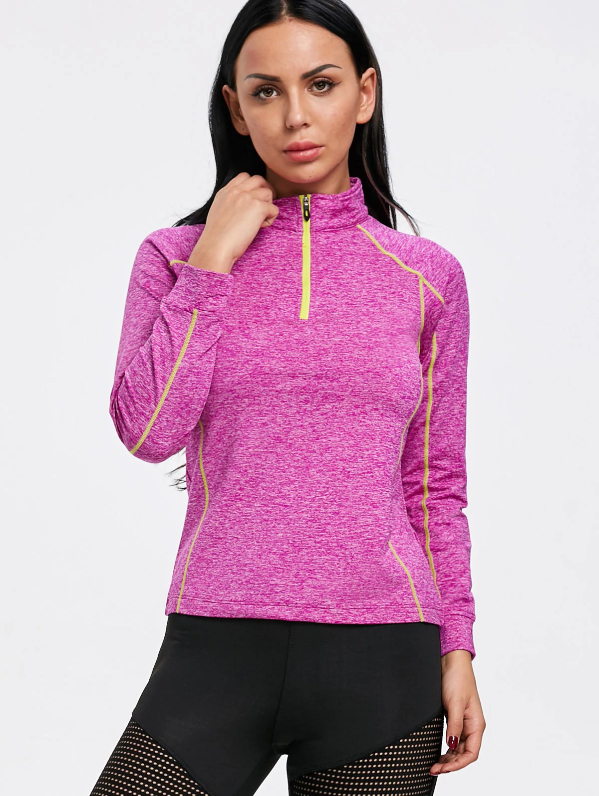 Sports Contrast High Neck Half Zip T-shirt Sports Contrast High Neck Half Zip T-shirt - Image 2