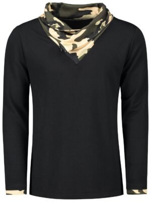 Long Sleeve Heaps Collar Camouflage T-shirt