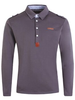 PU Leather Applique Epaulet Design T-shirt