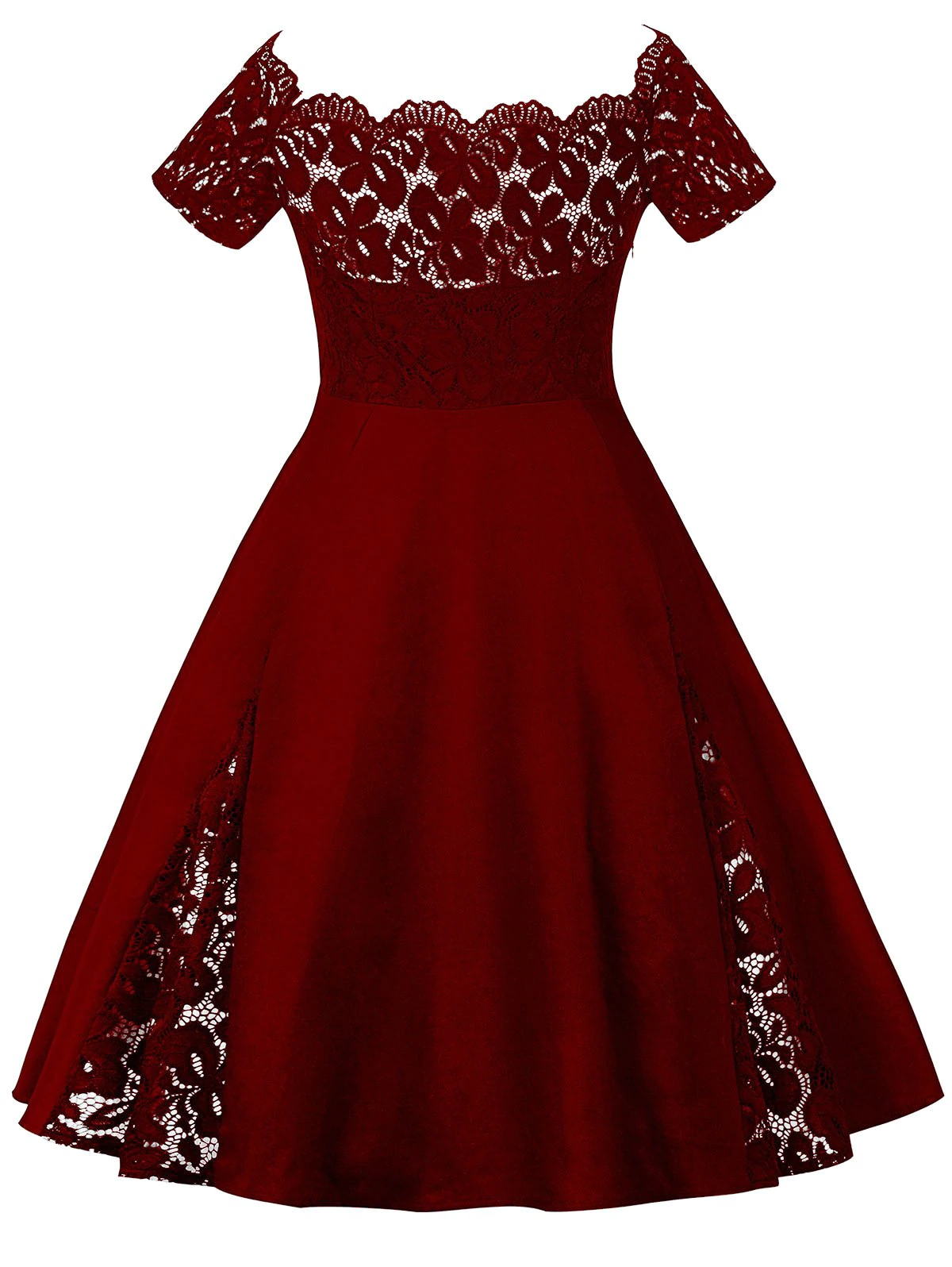 Plus Size Off Shoulder Lace Panel Dress