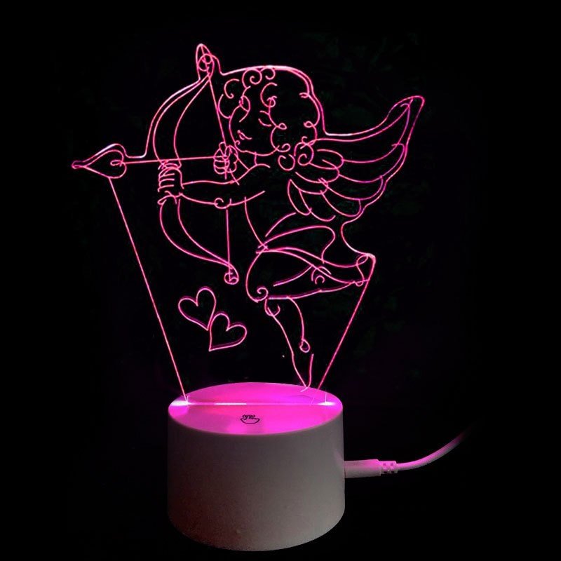 Valentine's Day 3D Cupid's Bow USB Charging LED Touch Night Ligh