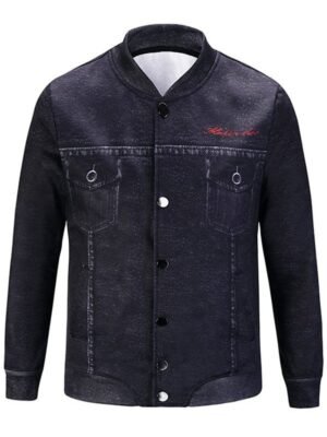 Stand Collar Button Up 3D Print Jacket