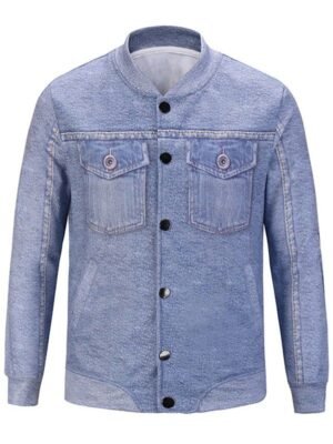 Stand Collar Button Up Pockets 3D Print Jacket