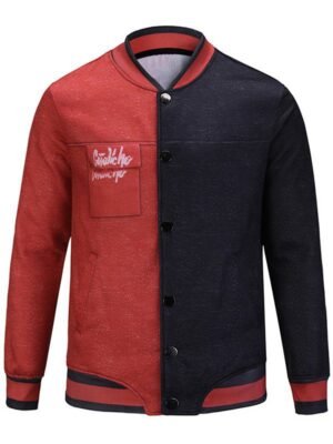 Button Up Two Tone Graphic Jacket