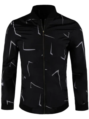 Contrast Trim Stand Collar Jacket
