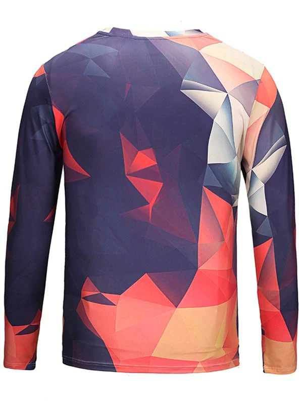 Crew Neck Geometric Pattern Tee