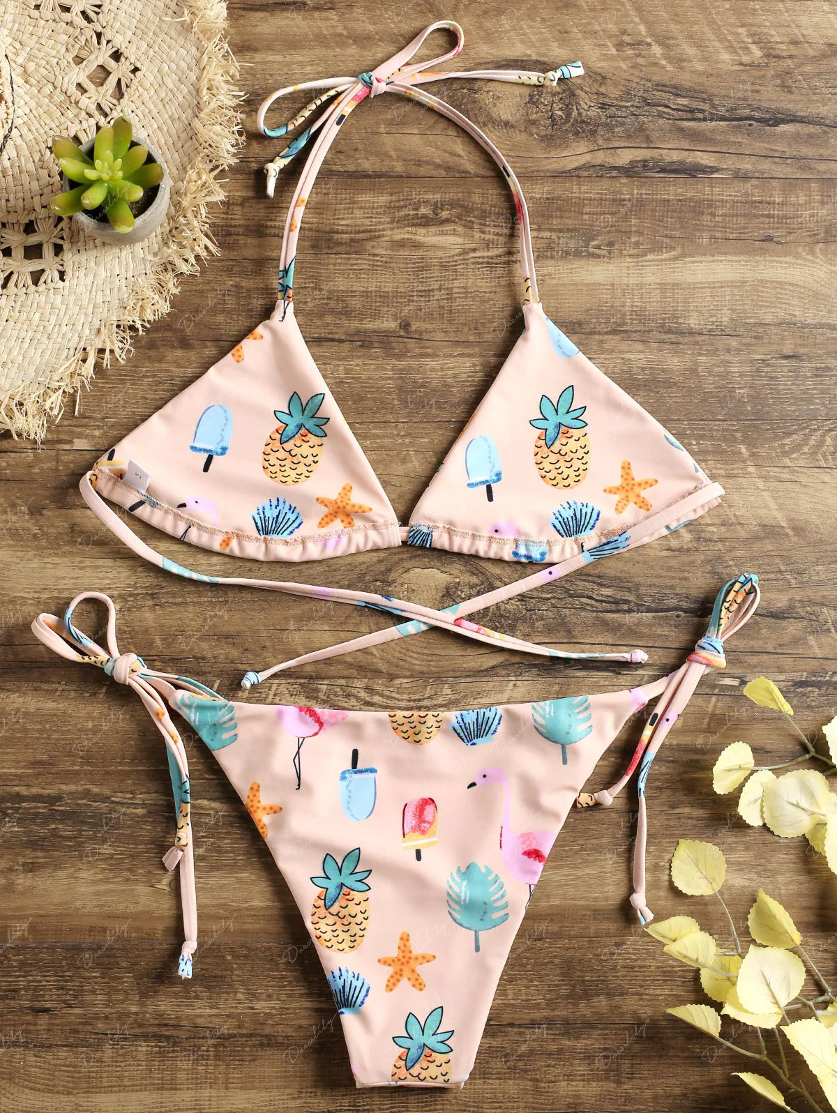 Flamingo Tropical Tie Side Small Bikini