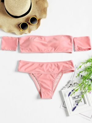 High Cut Bandeau Bikini Swimwear