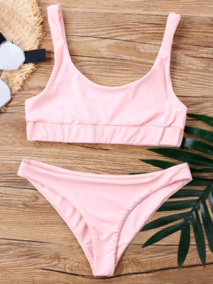 High Cut U Neck Bikini Set