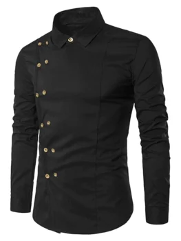 Double-breasted Button Embellished Shirt