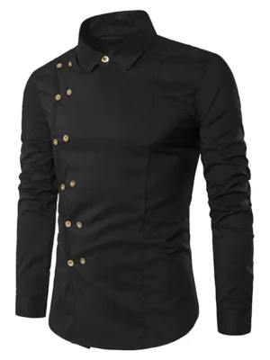Double-breasted Button Embellished Shirt