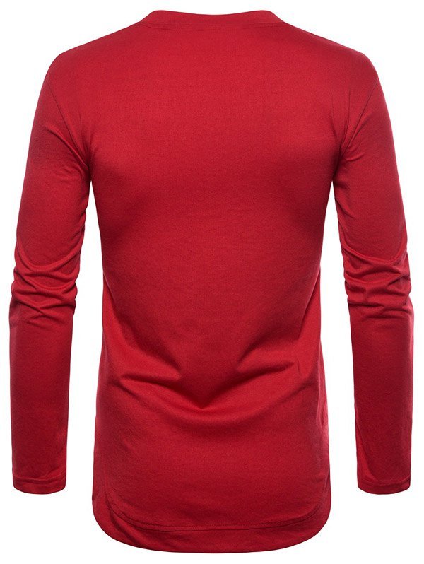 Curved Seam Hem Solid Color Casaul T-Shirt