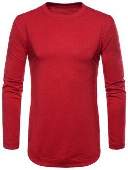 Curved Seam Hem Solid Color Casaul T-Shirt