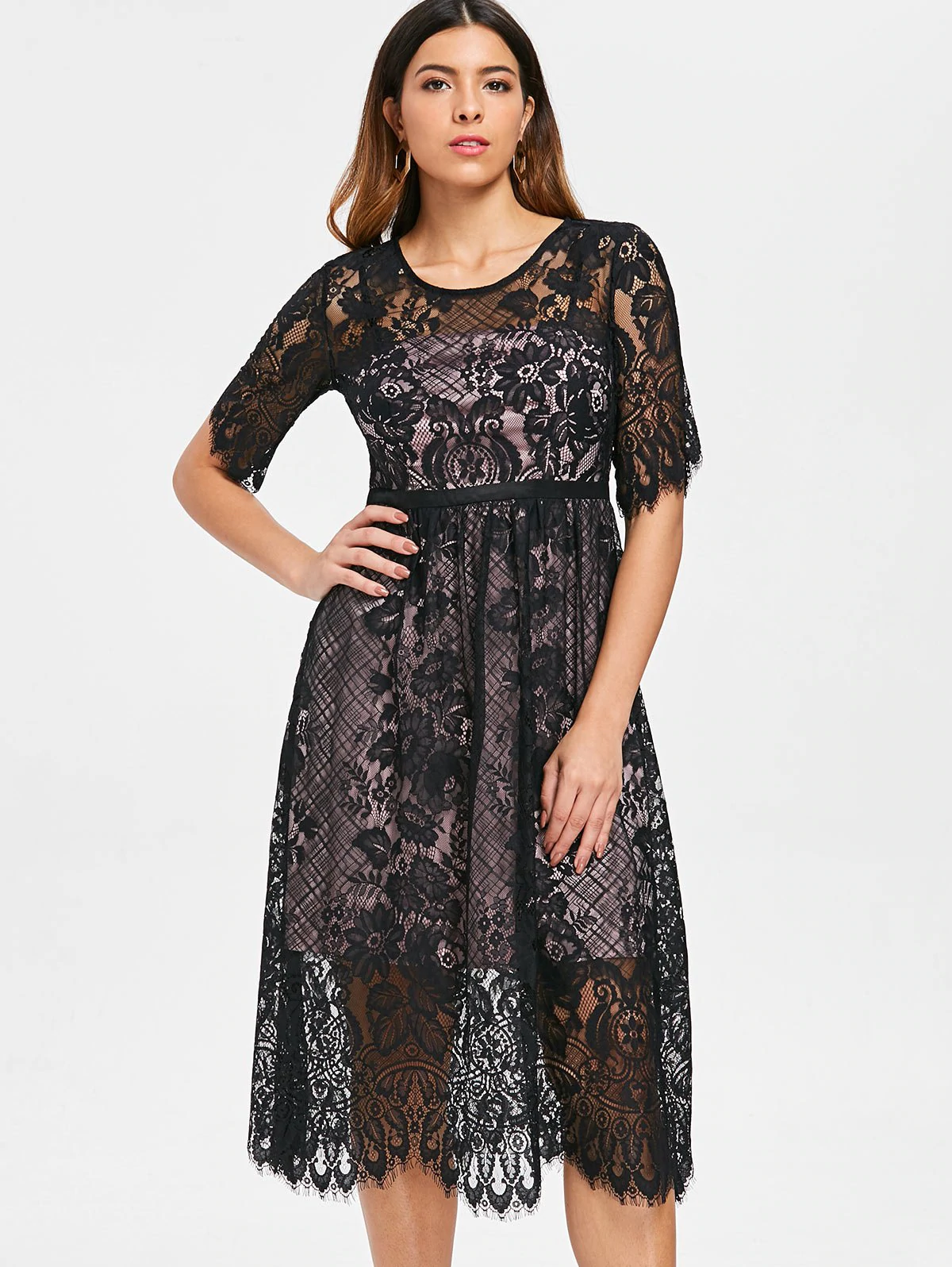 Floral Lace Midi Dress
