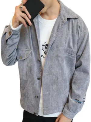 Turn Down Collar Embroidery Letter Coat