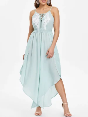 Elastic Waist Lace Up Jumpsuit