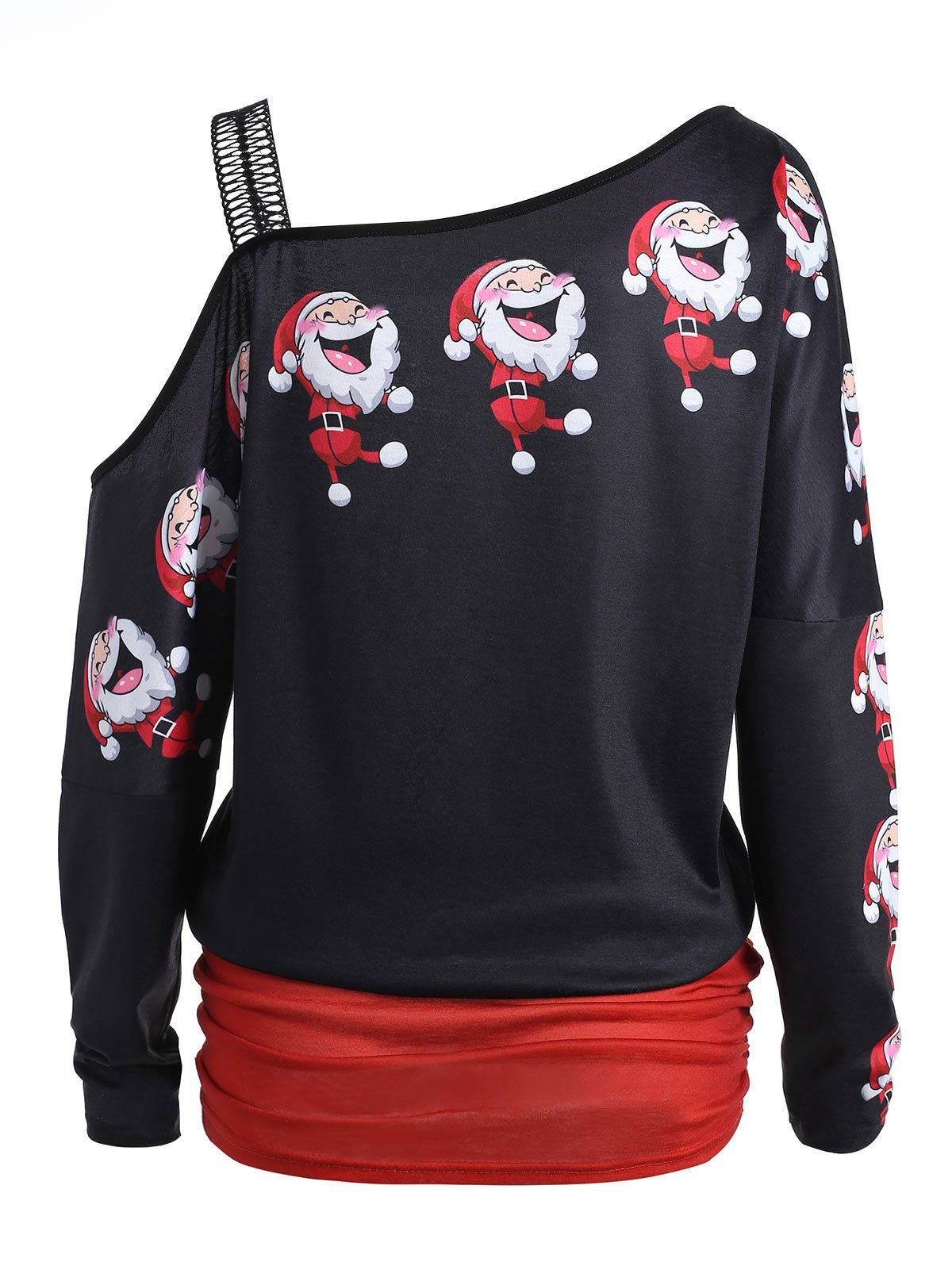 Santa Claus Laugh Printed Cold Shoulder T-shirt