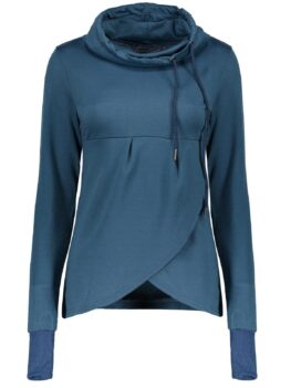 Petal Hem Drawstring Embroidered Sweatshirt