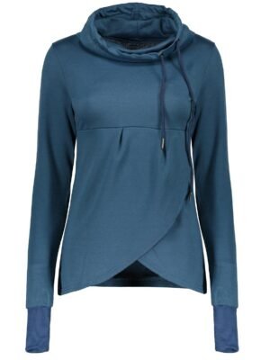 Petal Hem Drawstring Embroidered Sweatshirt
