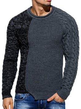 Raglan Sleeve Spliced Pullover Sweater