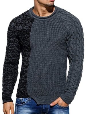 Raglan Sleeve Spliced Pullover Sweater