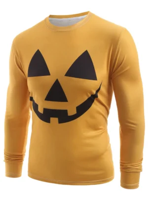 Geometrical Emoticon Print Crew Neck Tee Shirt