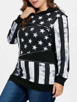 Plus Size American Flag Patriotic Hoodie