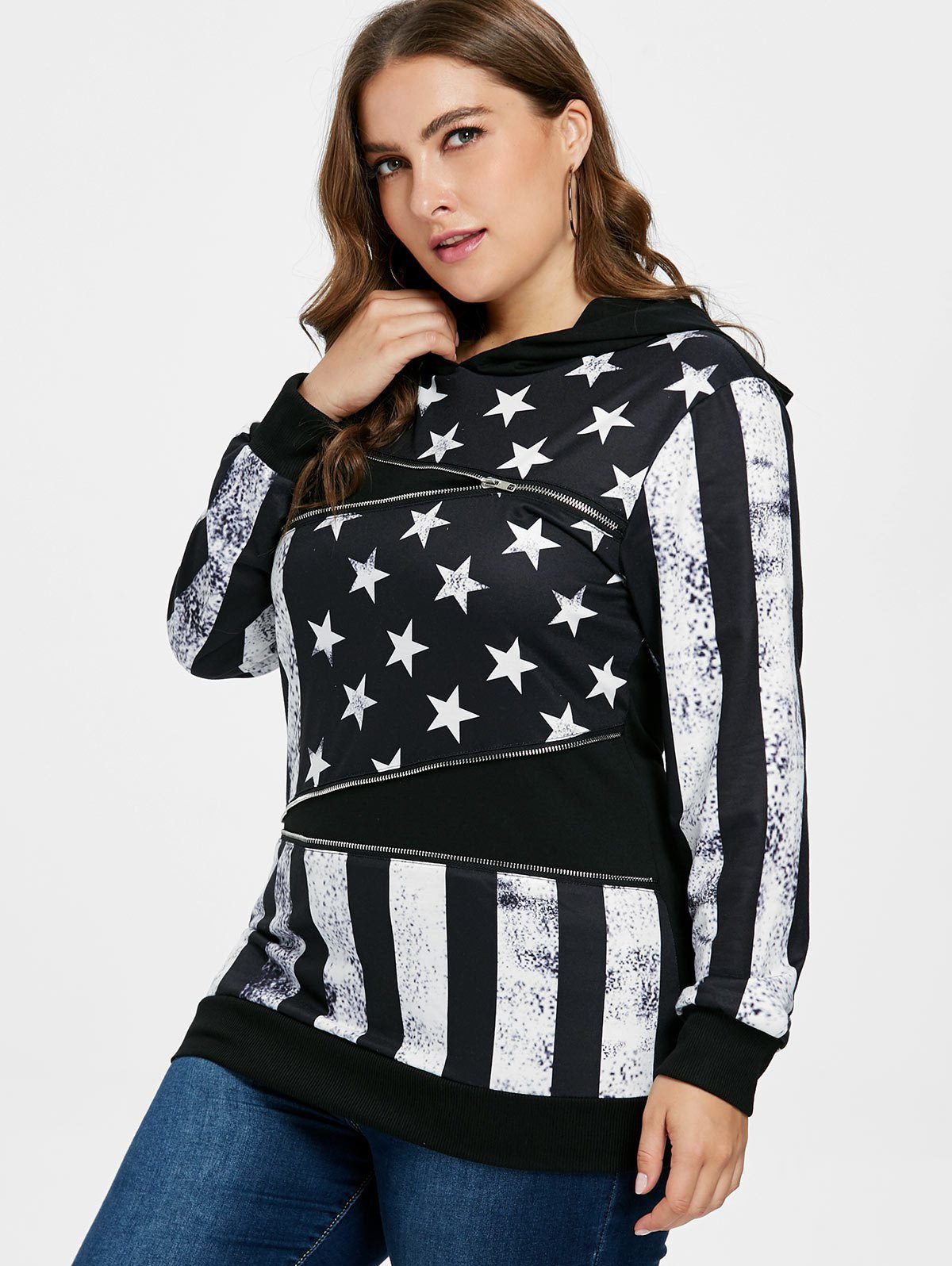 Plus Size American Flag Patriotic Hoodie Plus Size American Flag Patriotic Hoodie - Image 2