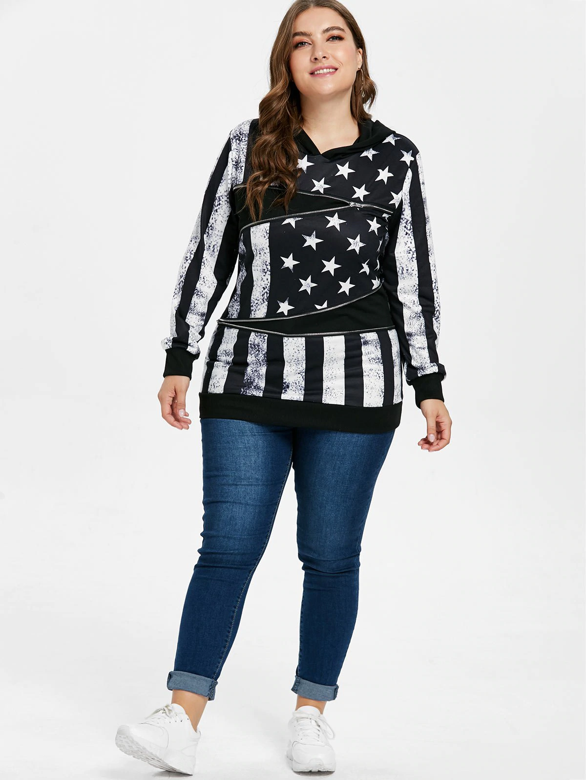 Plus Size American Flag Patriotic Hoodie Plus Size American Flag Patriotic Hoodie - Image 4