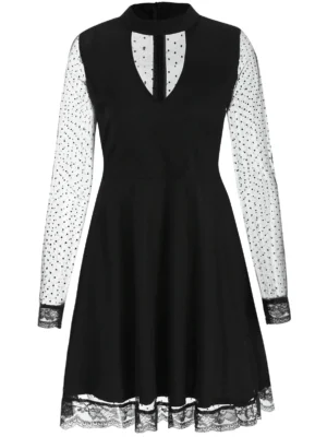 See Thru Mesh Skater Dress
