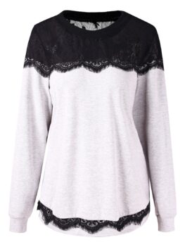 Plus Size Eyelash Lace Sweatshirt