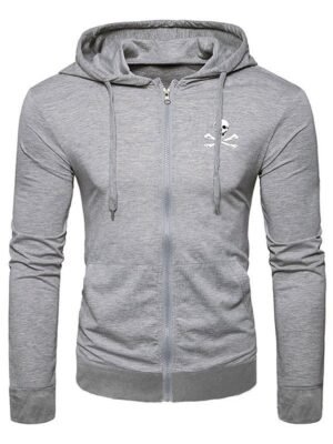 Halloween Skull Bone Pattern Pockets Hoodie