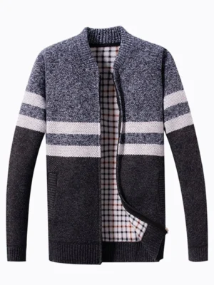 Zip Up Collarless Panel Coat