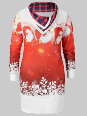 Christmas Plus Size Printed Tunic Sweatshirt