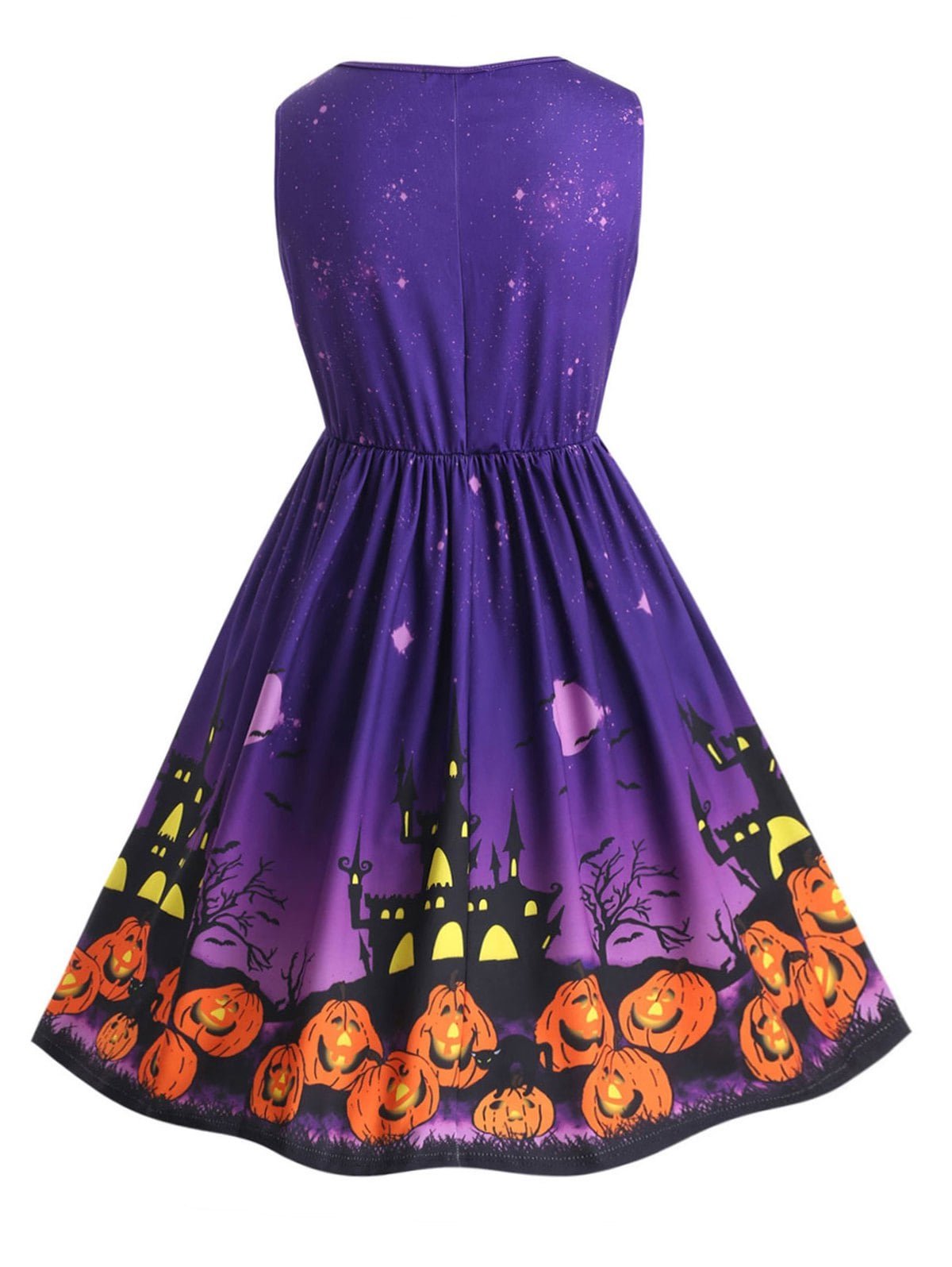 Plus Size Sleeveless Pumpkin Lantern Halloween Dress
